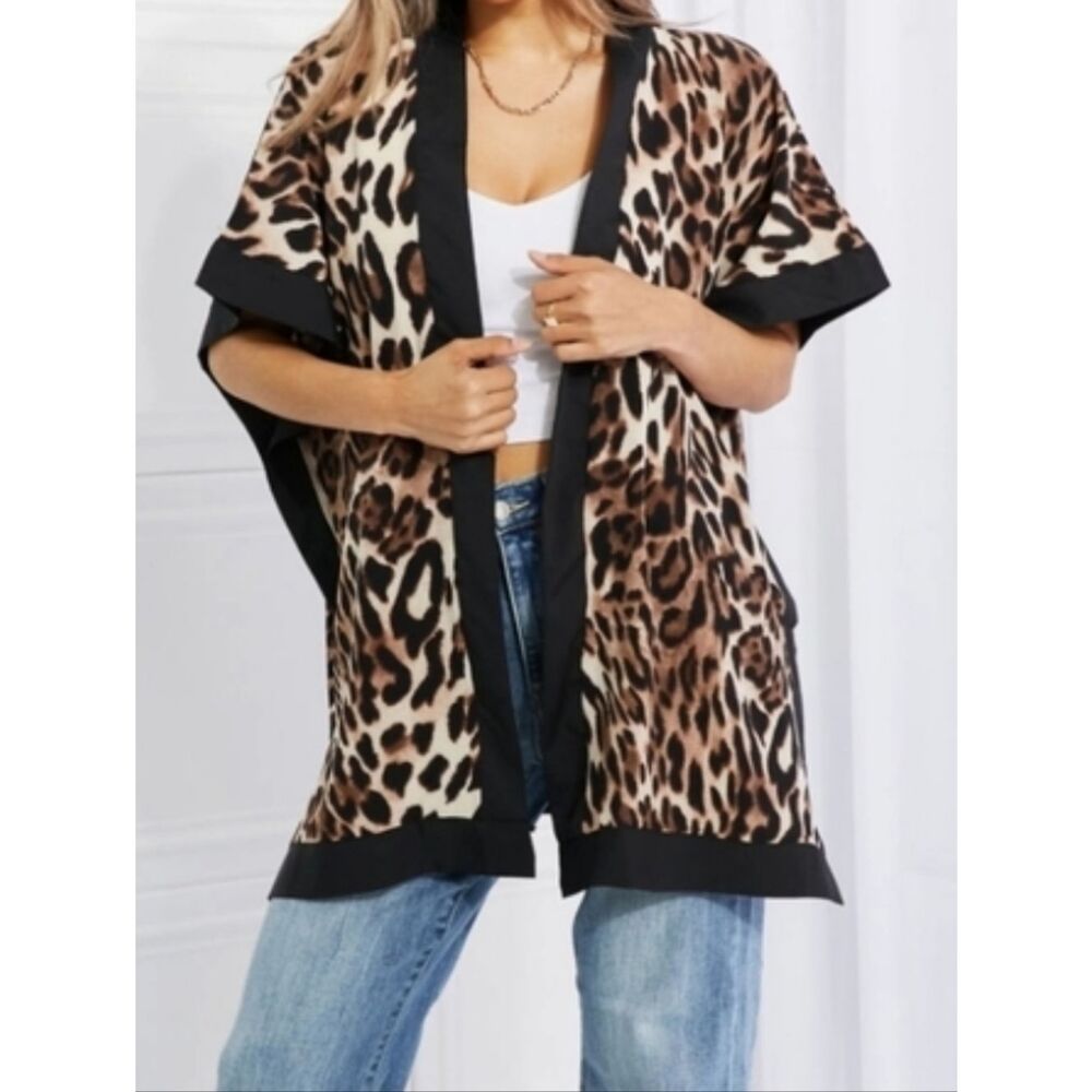NWT Leopard Print Kimono Open
